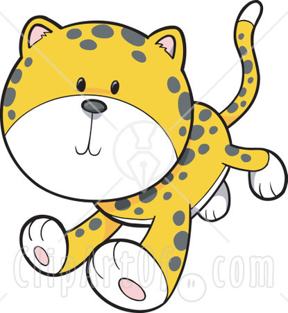 415x450 13488 Cute Baby Cheetah Or Leopard Cub Leaping Clipart