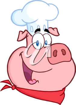253x350 Cartoon Clip Art Image Of A Pig Wearing A Chef's Hat