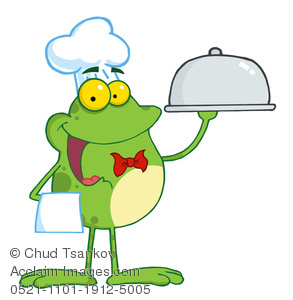 293x300 Clipart Image Of A Frog Chef Holding A Silver Platter And Wearing