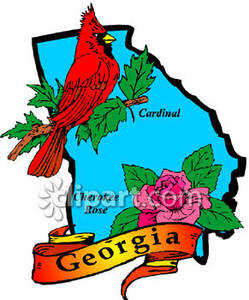 249x300 Teal State Of Georgia With State Symbols Of Red Cardinal