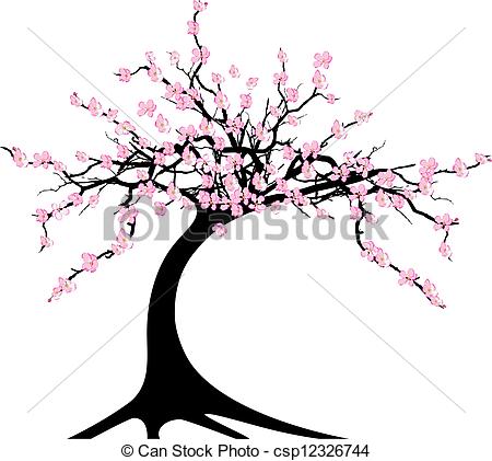 450x421 Vector Illustration Of The Cherry Tree On White Eps Vector