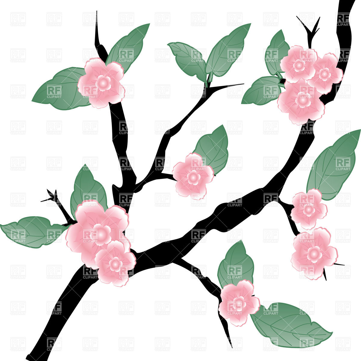 1200x1200 Flowers On A Branch Royalty Free Vector Clip Art Image