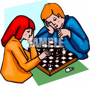 300x287 A Boy And Girl Playing Chess Clip Art Image
