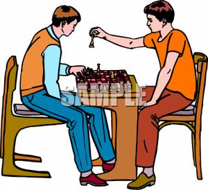 300x274 Royalty Free Clipart Image Two Boys Playing Chess