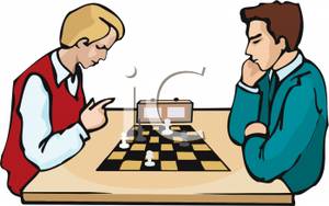 300x188 Clip Art Image Two Teenagers Playing A Timed Game Of Chess