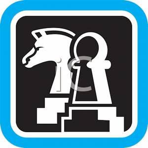 300x300 Clipart Picture Black And White Chess Pieces With A Blue Boarder