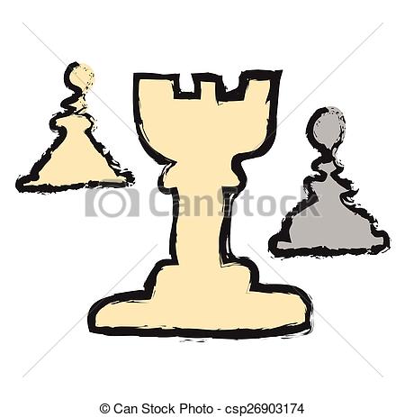 450x463 Doodle Rook Icon, Chess Piece, Vector Illustration Vectors