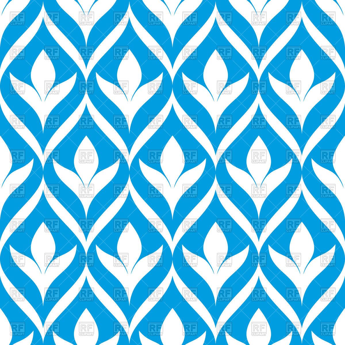 1200x1200 Abstract Blue And White Floral Seamless Wallpaper Royalty Free