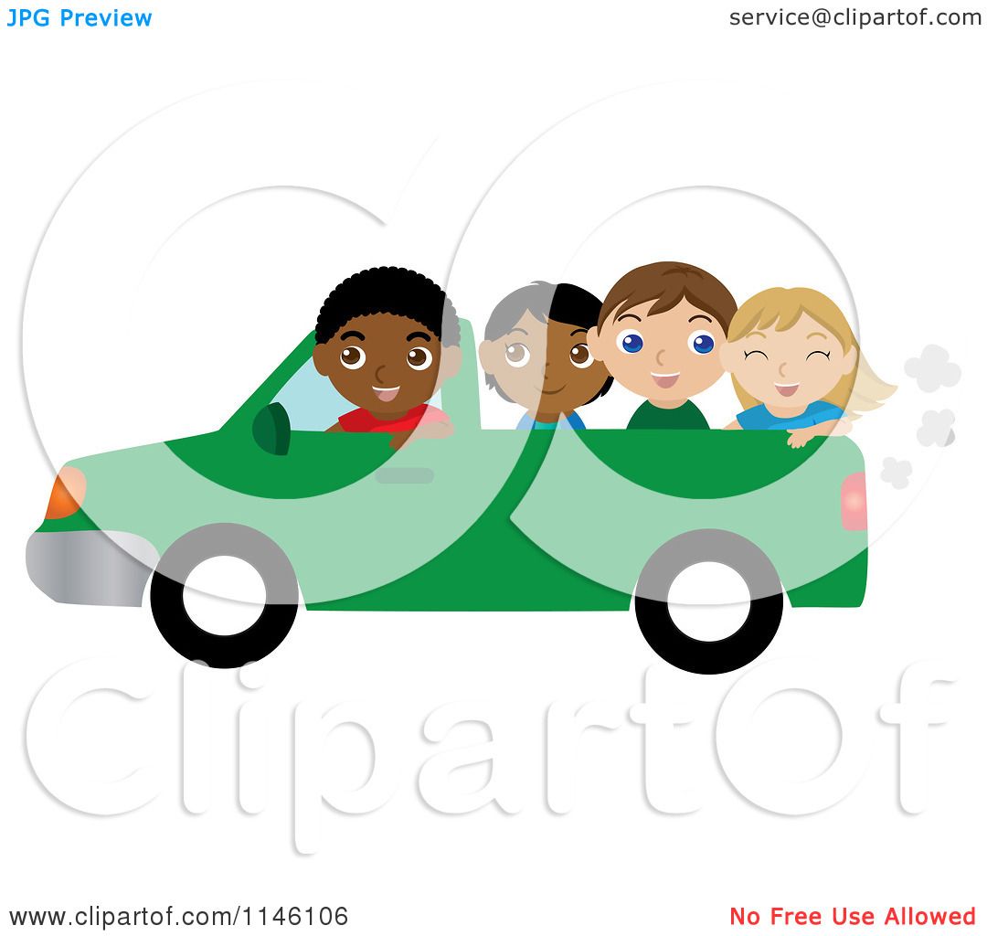 1080x1024 Clipart Of A Black Boy Driving A Pickup Truck With Children In