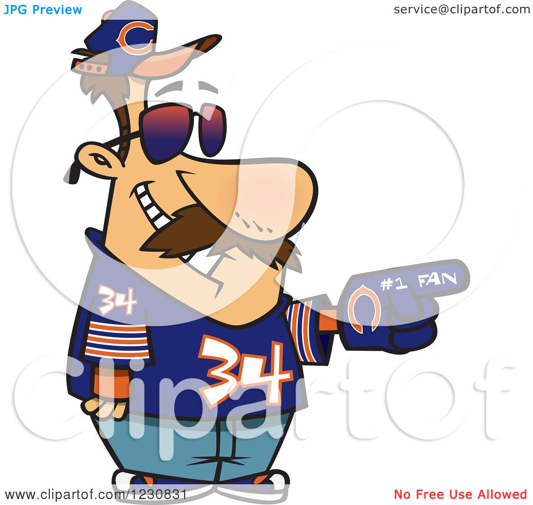 1080x1024 Clipart Of A Cartoon Chicago Bears Football Fan Man All Decked Out