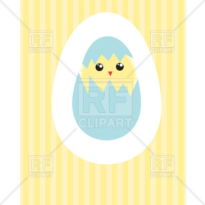 400x400 Easter Card With Chicken In Broken Egg Royalty Free Vector Clip
