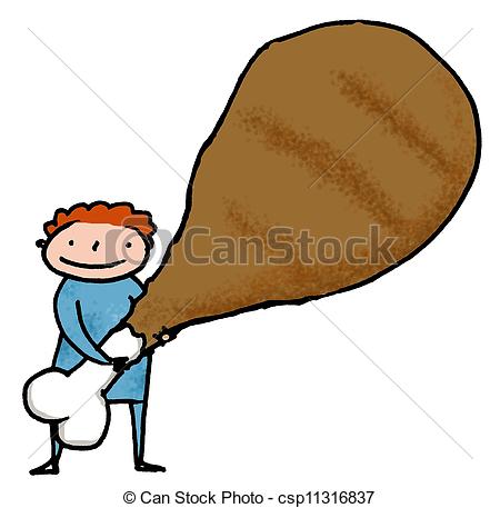 450x457 Chicken Drumstick. Whimsical Illustration Of Child Swinging