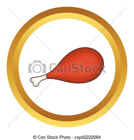 450x470 Grilled Chicken Leg On Bone Vector Icon In Golden Circle, Cartoon