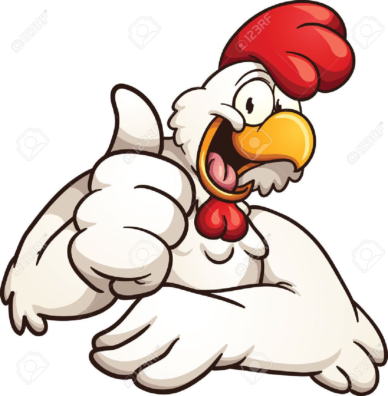 1274x1300 Cartoon Chicken Giving The Thumbs Up. Vector Clip Art Illustration