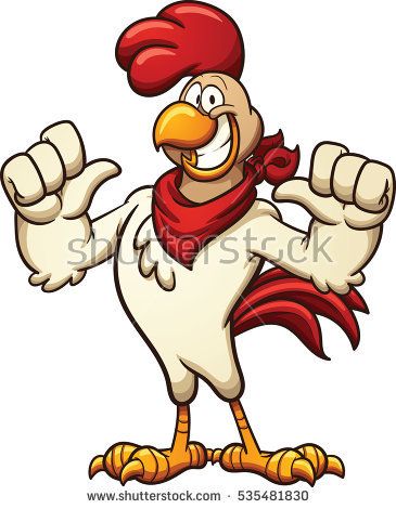 365x470 Cartoon Chicken With A Red Bandana. Vector Clip Art Illustration