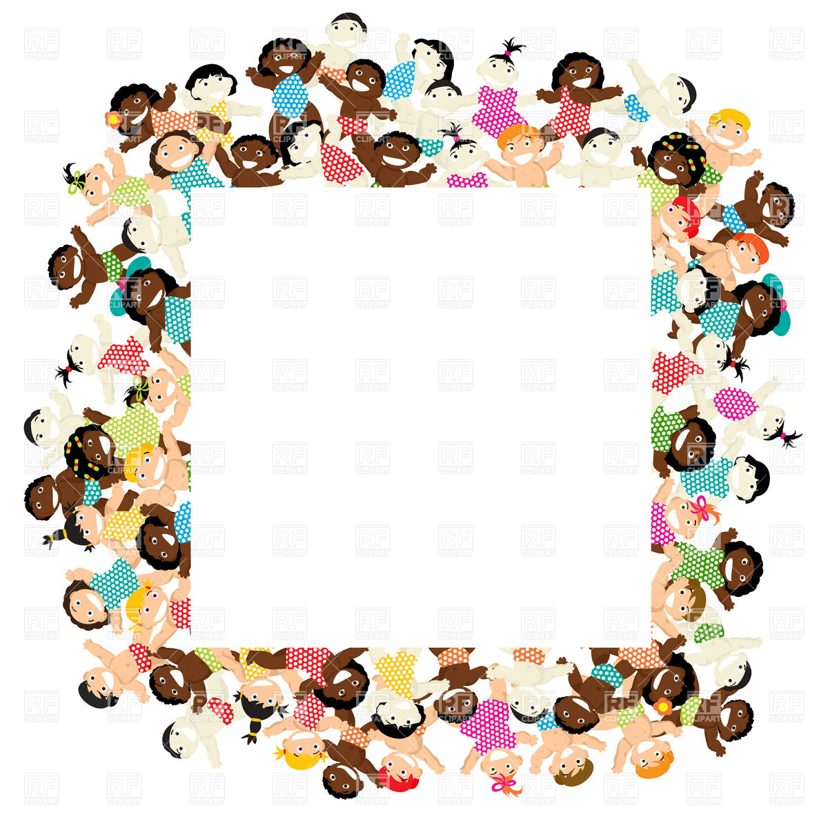 1200x1200 Decorative Frame With Multiethnic Children Vector Image Vector