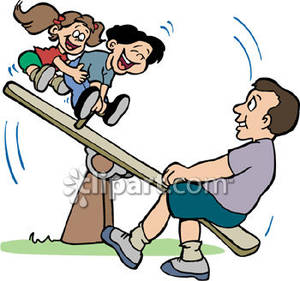 300x281 Kids Playing On A Teeter Totter With Father Royalty Free Clipart