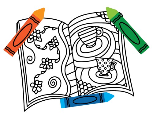 500x391 Coloring Book Clipart Little Boy With Crayons And Colouring Pages