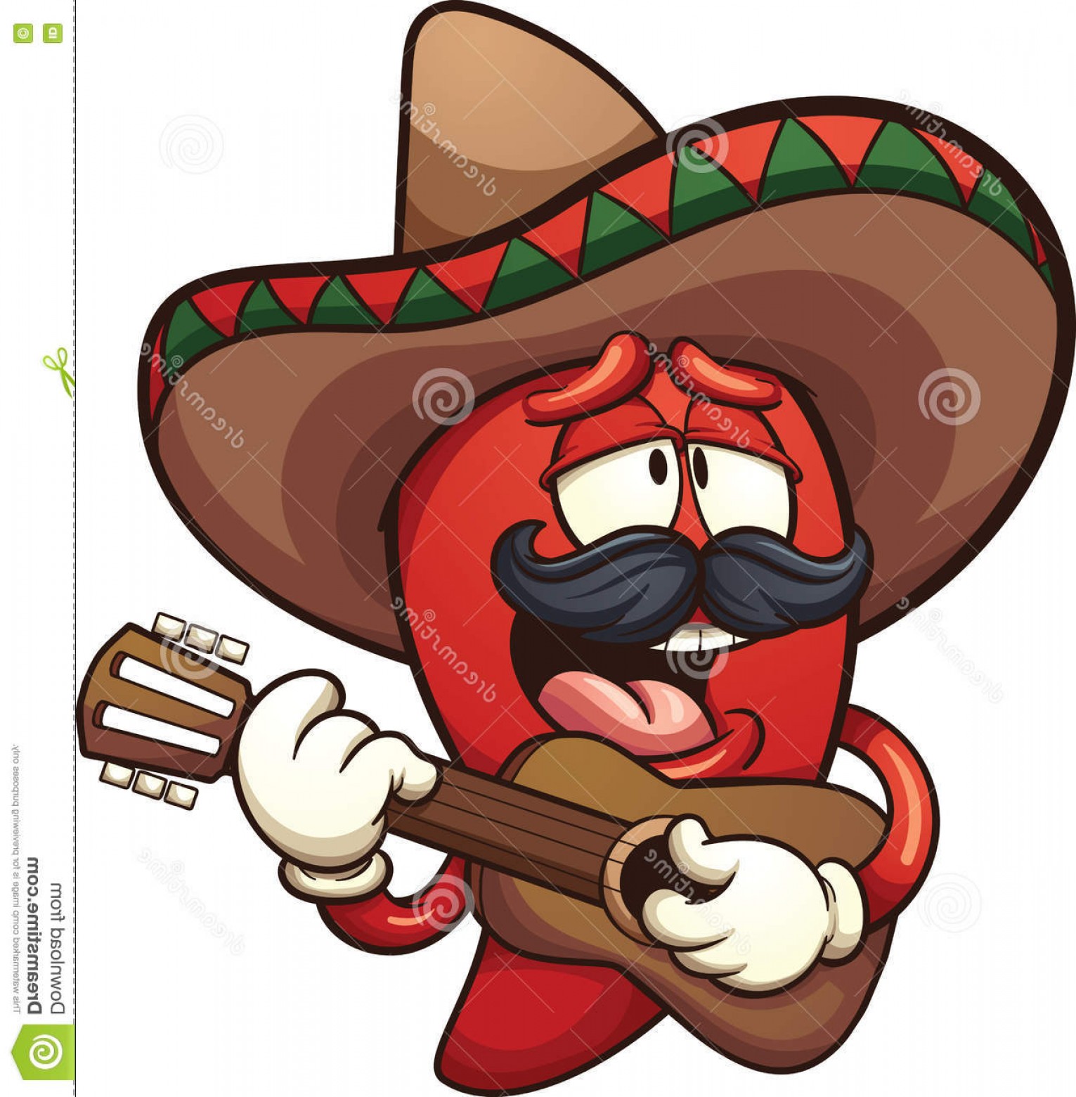 1531x1560 Stock Illustration Mexican Chili Pepper Singing Guitar Vector Clip
