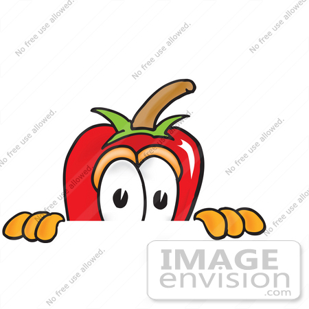 450x450 Clip Art Graphic Of A Red Chilli Pepper Cartoon Character Peeking