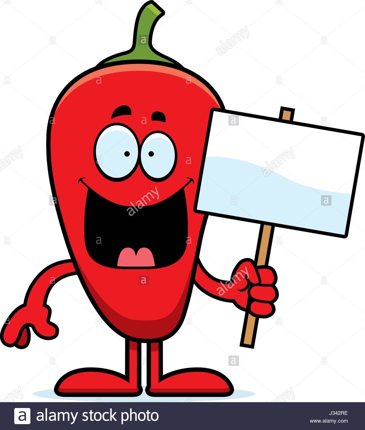 1178x1390 A Cartoon Illustration Of A Chili Pepper Holding A Sign Stock