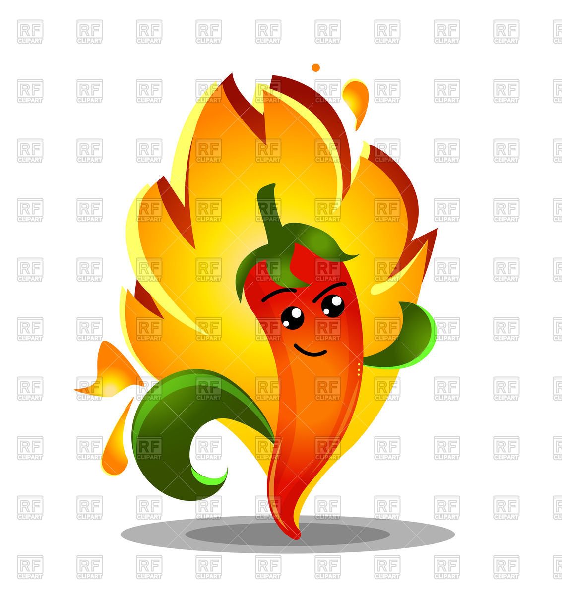 1133x1200 Cartoon Hot Chili Pepper In Fire Royalty Free Vector Clip Art