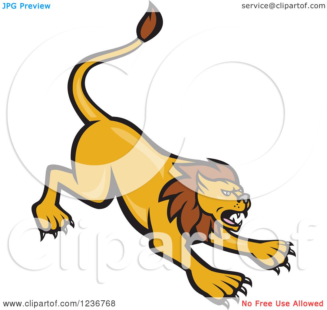 1080x1024 Clipart Of A Mad Lion Attacking