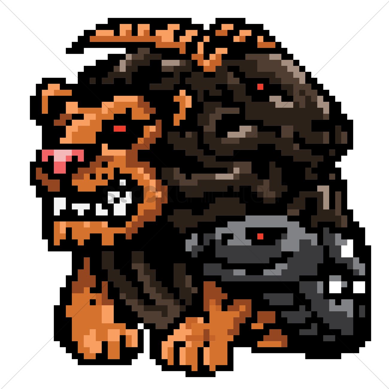 1300x1300 Pixel Art Chimera Vector Image