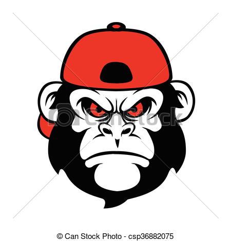 450x470 Chimpanzee In A Cap Cartoon Monkey.funny Monkey. Vectors