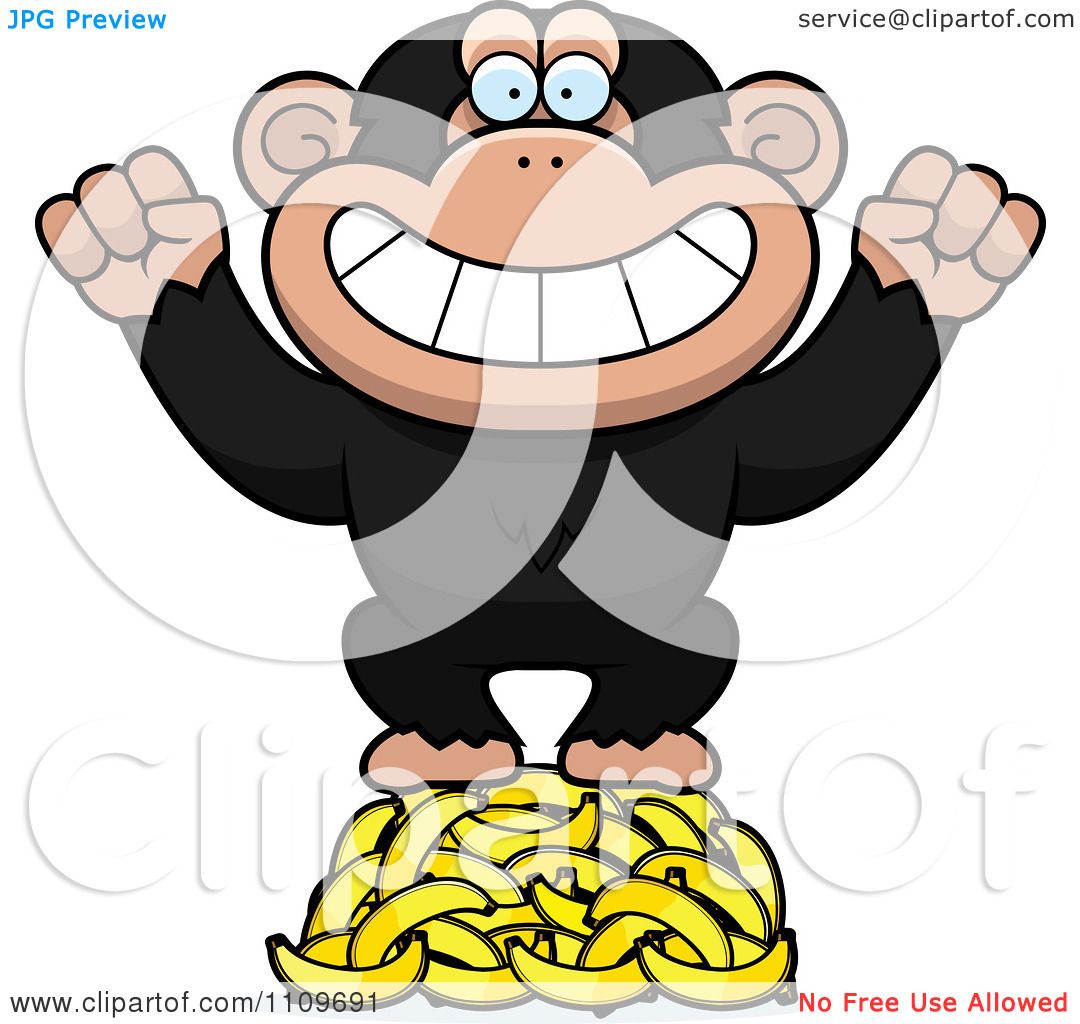 1080x1024 Clipart Chimpanzee Standing On Bananas