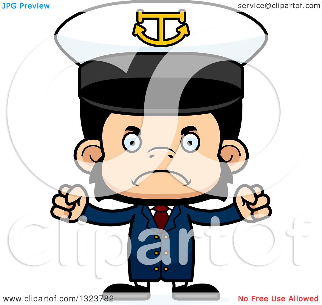 1080x1024 Clipart Of A Cartoon Mad Chimpanzee Monkey Captain