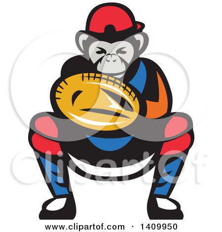 450x470 Clipart Of A Mad Chimpanzee Baseball Player Wearing Cap Backwards