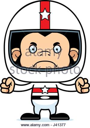 300x424 A Cartoon Race Car Driver Chimpanzee Smiling Stock Vector Art
