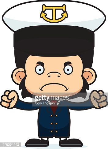 353x487 Cartoon Angry Boat Captain Chimpanzee Stock Vectors