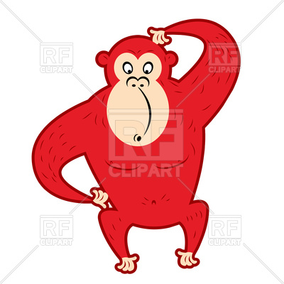 400x400 Red Surprised Monkey Royalty Free Vector Clip Art Image