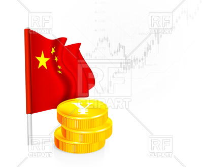 400x329 Flag Of China With Coins Royalty Free Vector Clip Art Image