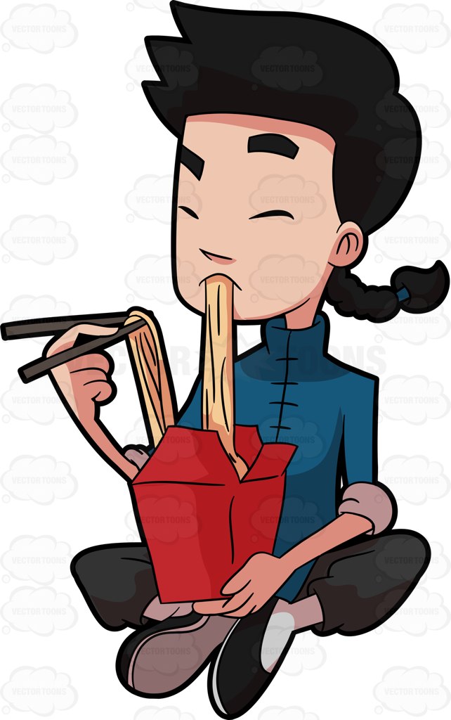 642x1024 A Kung Fu Man Taking A Break To Eat Noodles Cartoon Clipart
