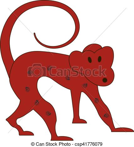 427x470 Chinese Zodiac Symbol Red Monkey Made By Traditional Chinese