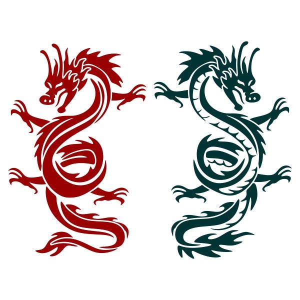 600x600 Chinese Dragon Cuttable Design Cut File. Vector, Clipart, Digital