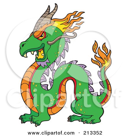 450x470 Royalty Free (Rf) Clipart Illustration Of A Green Chinese Dragon