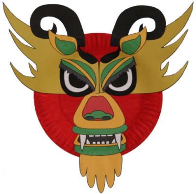 400x397 Chinese Dragon Paper Plate Craft. Can Be Turned Into A Mask