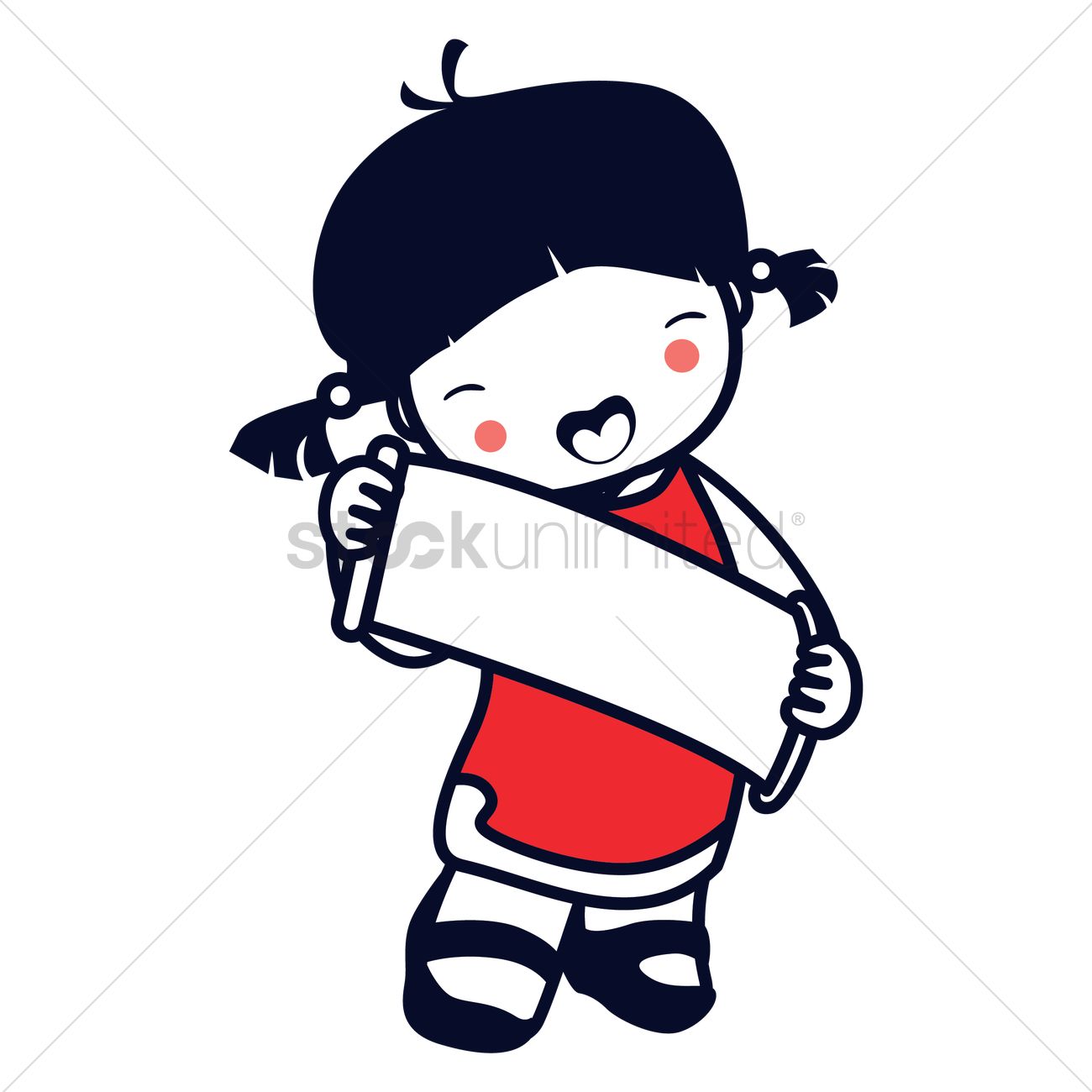 1300x1300 Chinese Girl Holding Scroll Vector Image