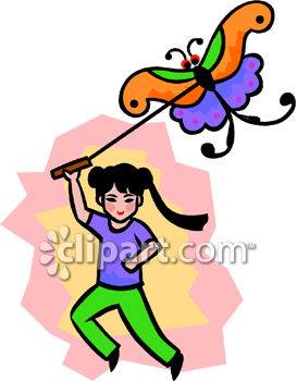 273x350 Girl Flying A Butterfly Shaped Kite