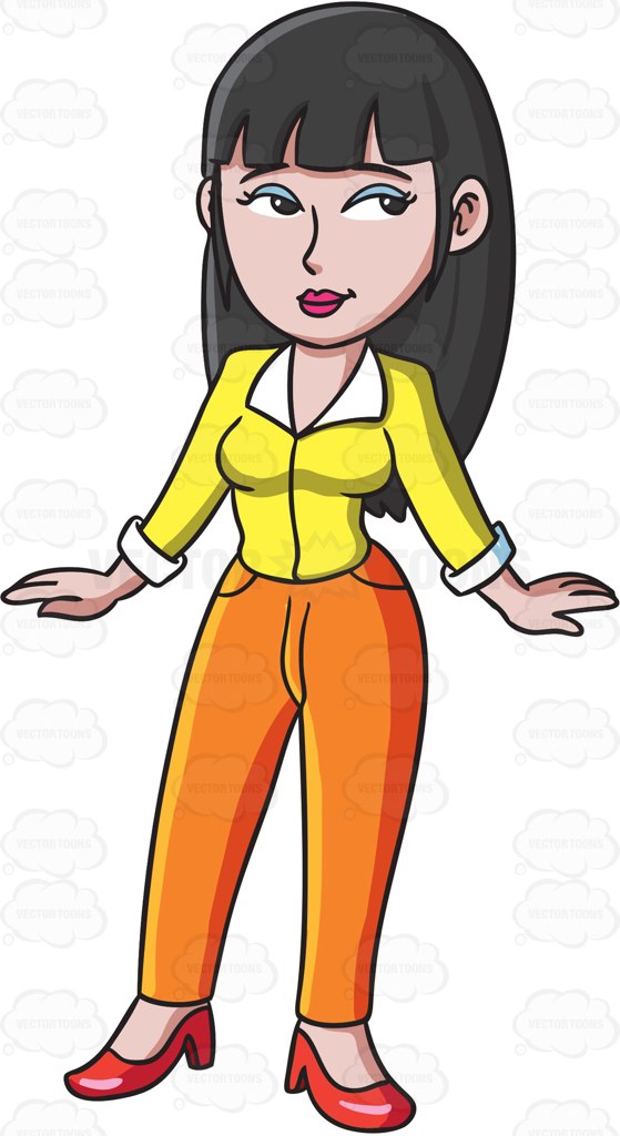 559x1024 A Chinese Woman With Fringe Cartoon Clipart Vector Toons
