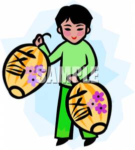 269x300 An Asian Boy Holding Chinese Lanterns