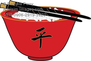 300x202 Clip Art Illustration Of A Chinese Bowl Of Rice With Chopsticks