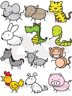 236x314 Cute Chinese Zodiac Animals By ~officemonkeyking