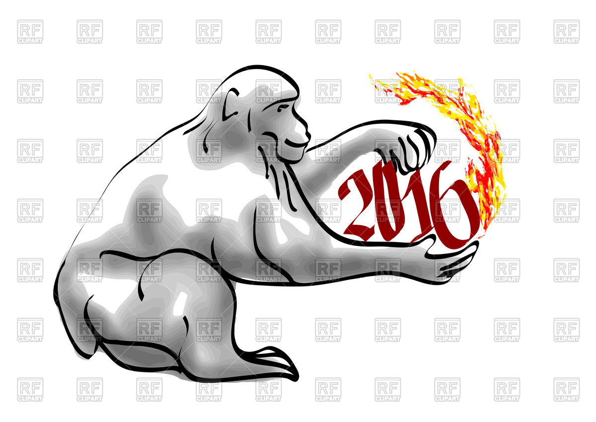 1200x849 Monkey Year 2016 Royalty Free Vector Clip Art Image