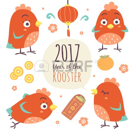 450x450 Cartoon Chinese New Year Of Rooster Set Stock Vector Chinese New