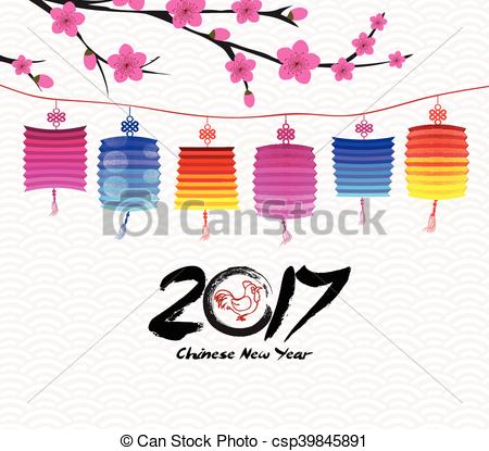 450x415 Blossom Chinese New Year Lantern And Backgroun Eps Vectors